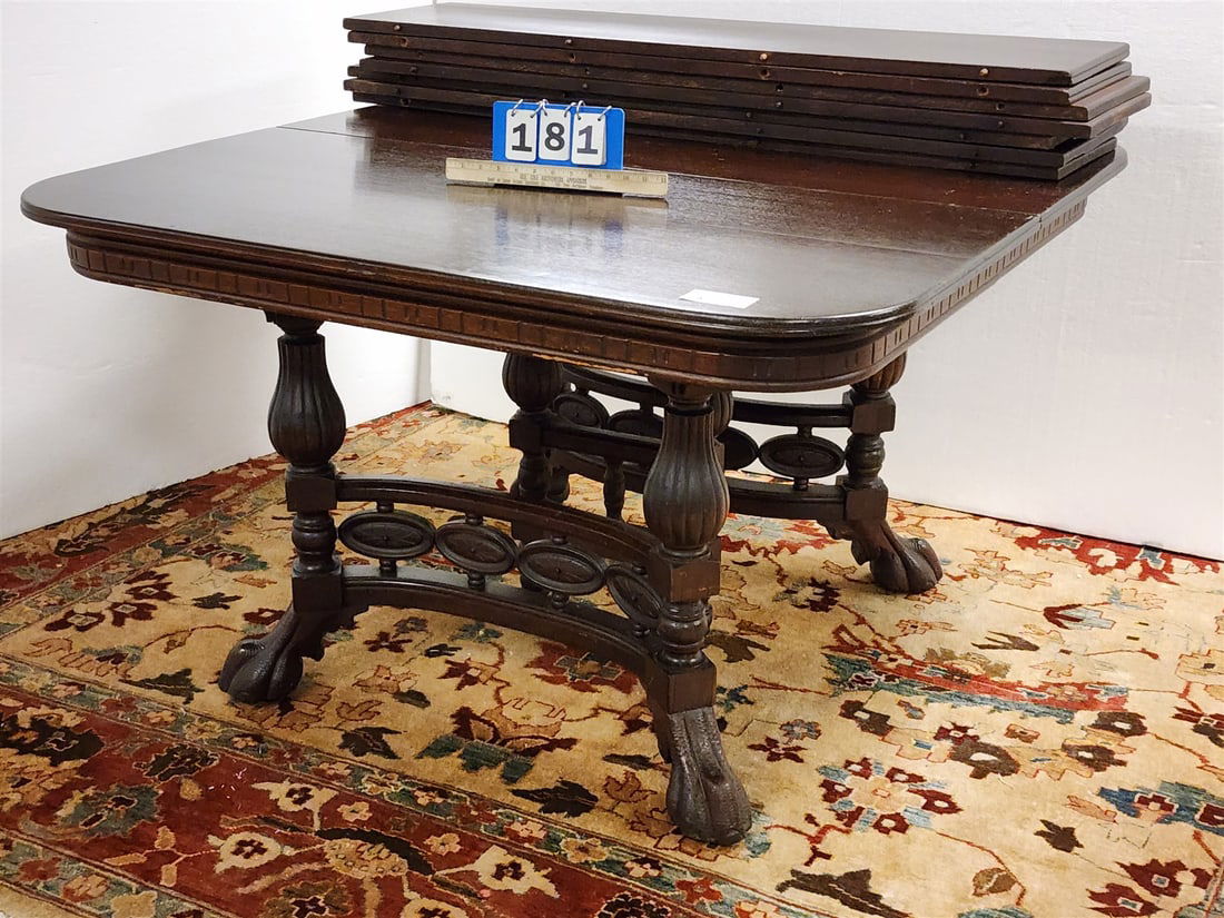 Vict Walnut 47 1/2" Sq Extension Table W/ 7 Leaves (1 of 7)