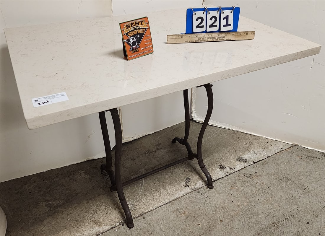 Cast Iron Base Marble Top Stand 27 1/2"H X 36"W X 24"D (1 of 3)