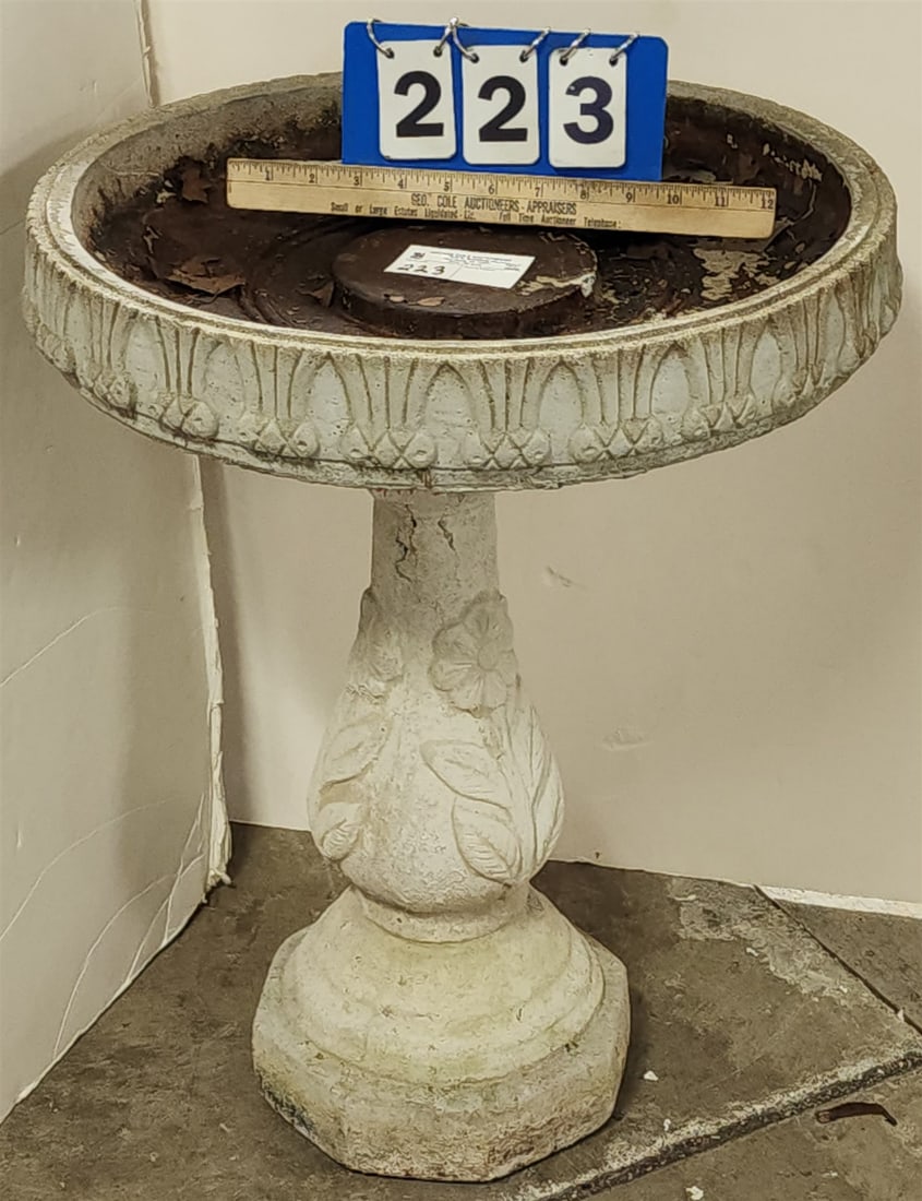 Cast Cement Bird Bath 2'H X 18" Diam (1 of 4)