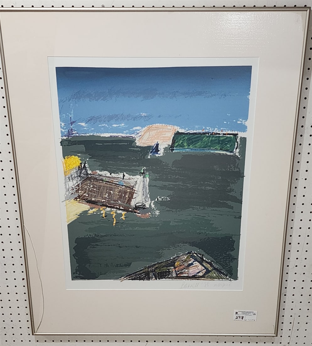 Framed Monoprint Abstract Sgnd Barrett '88 27" X 21 1/4" (1 of 2)