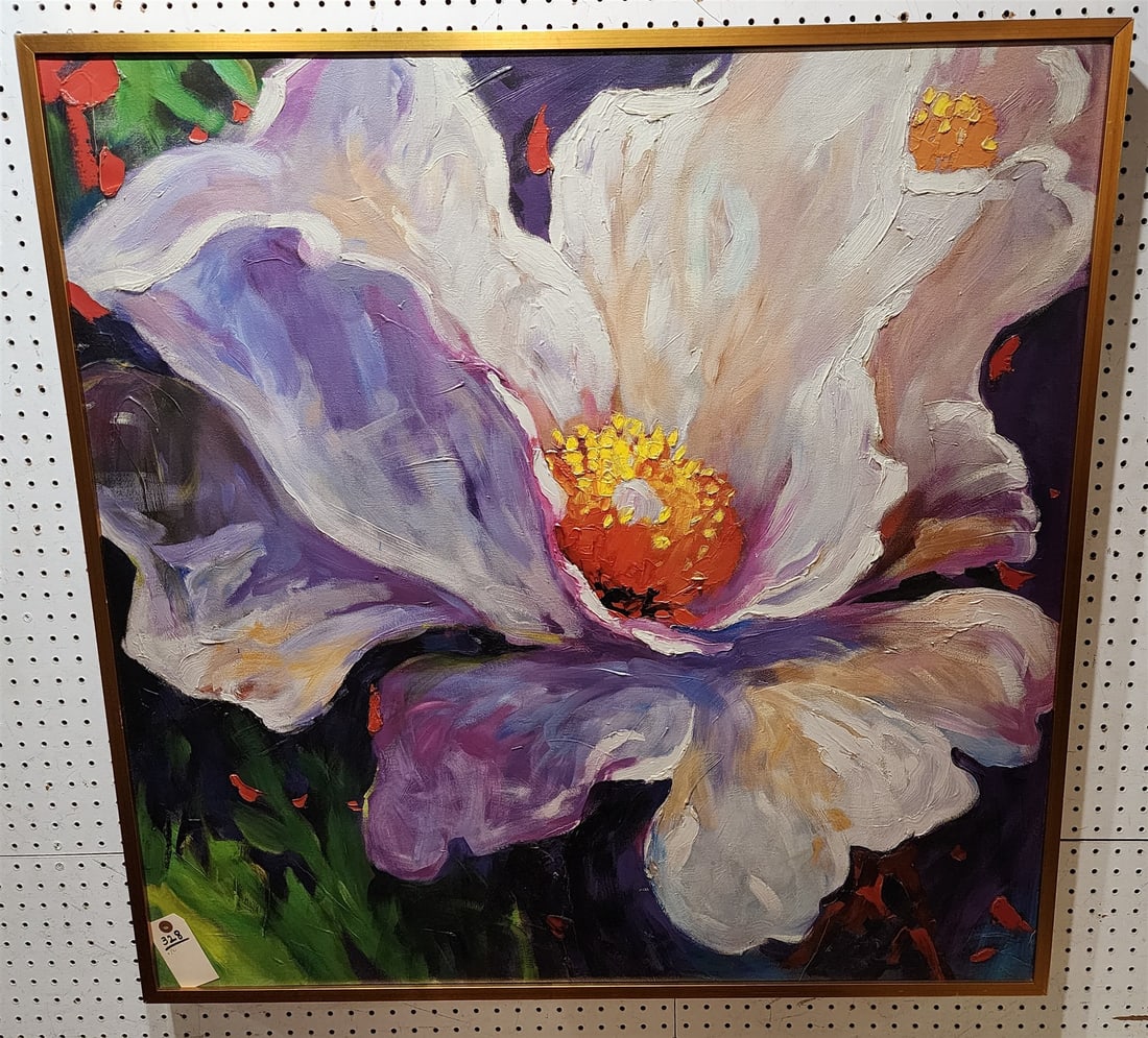 Framed O/C Floral 41" Sq: Framed O/C Floral 41" Sq