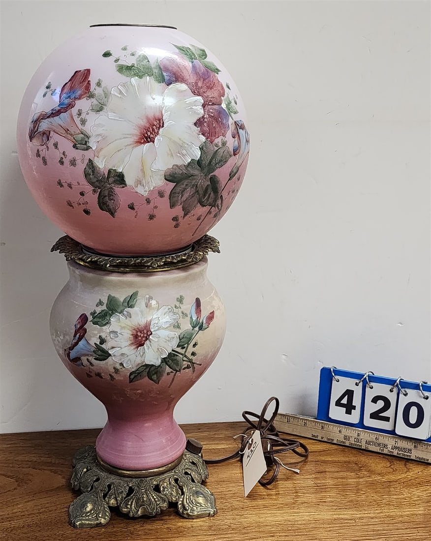 Vict Enameled Oil Lamp- Elec 22 1/2": Vict Enameled Oil Lamp- Elec 22 1/2"