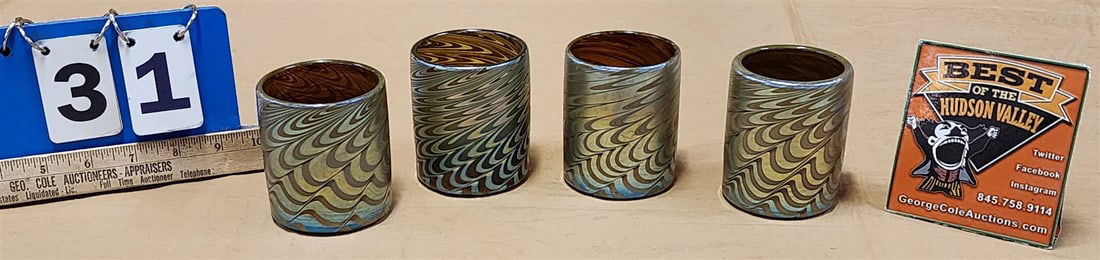 Set 4 Art Glass Tumblers John Cook Studios 3 1/2"H X 2 3/4" Diam: Set 4 Art Glass Tumblers John Cook Studios 3 1/2"H X 2 3/4" Diam