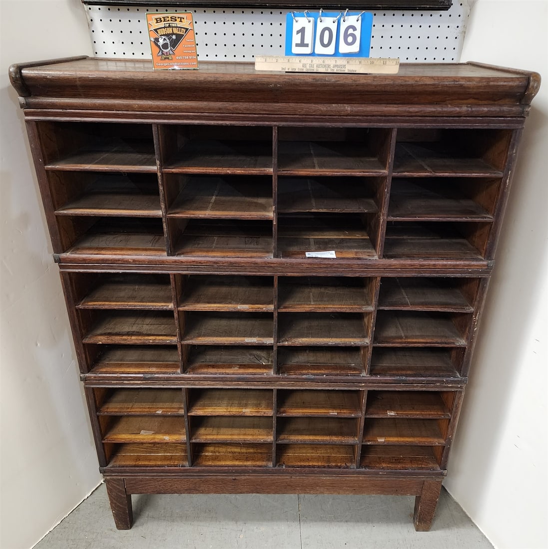 Oak 3 Section Stackable File (Was Used For Storing Wine Bottles In The Cellar) 53"H X 41 1/2"W X: Oak 3 Section Stackable File (Was Used For Storing Wine Bottles In The Cellar) 53"H X 41 1/2"W X 18"D