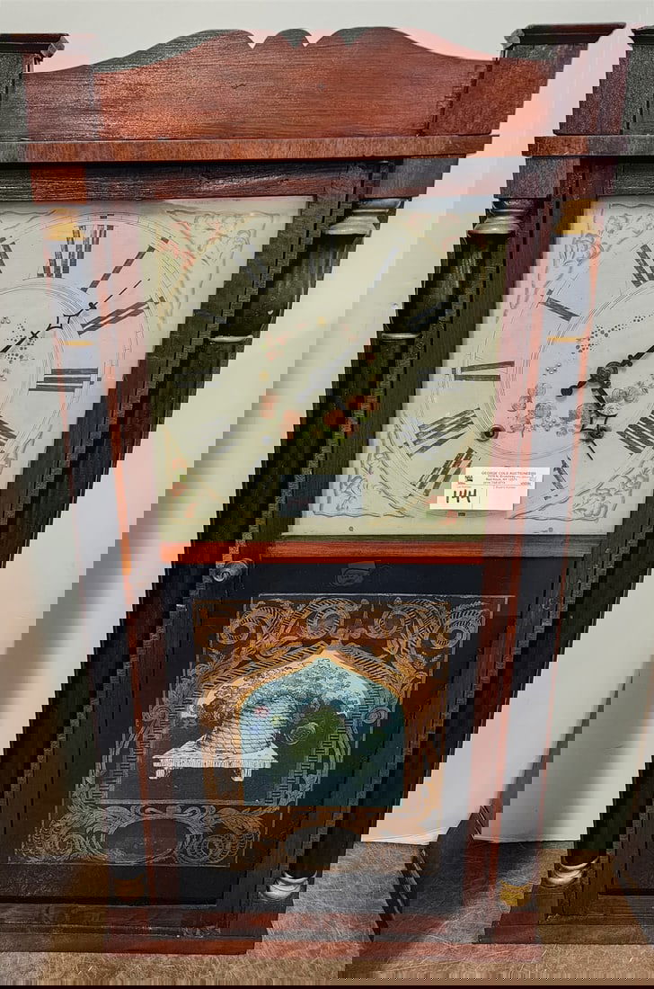 19th C Pillar + Scroll Elisha Hochkiss Jr. Mantel Clock 33 1/4"H X 17 1/2"W X 5"D - no weights (1 of 4)