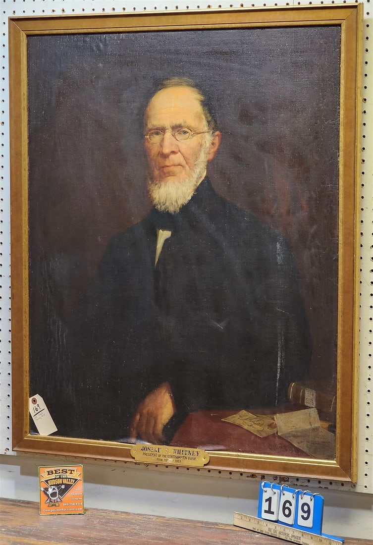 Framed O/C Mounted On Board Joseph D. Whitney Sgnd Young 1873 36" X 29": Framed O/C Mounted On Board Joseph D. Whitney Sgnd Young 1873 36" X 29"