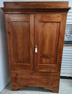 19th C Heart Pine 2 Door Armoire 6'6" X 46 1/4"W x 20 1/2"D: 19th C Heart Pine 2 Door Armoire 6'6" X 46 1/4"W x 20 1/2"D