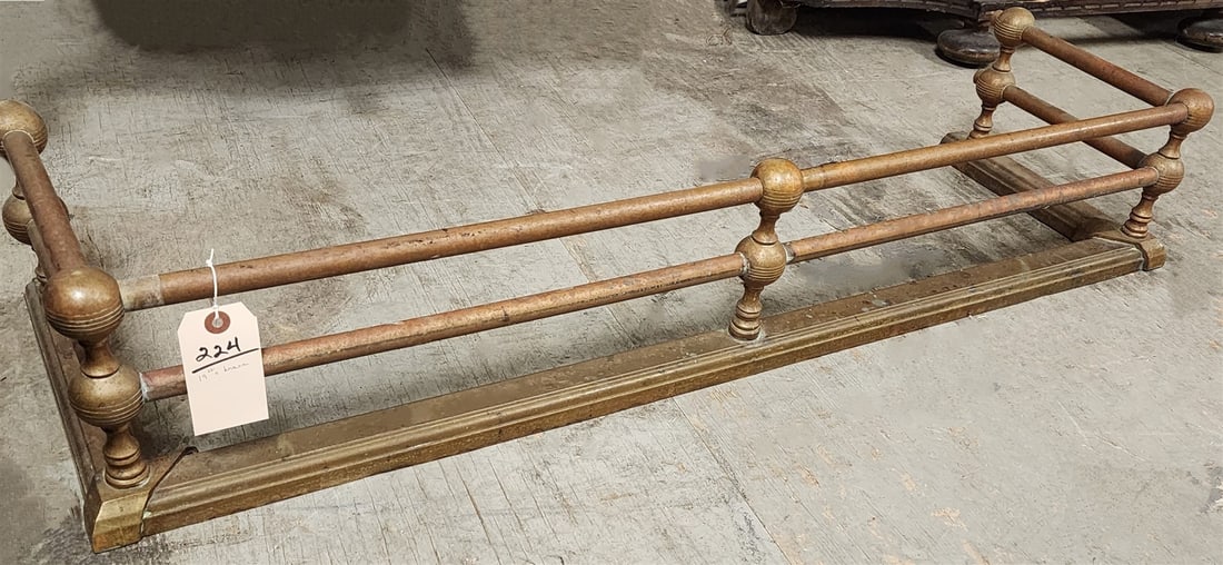 19th C Brass Fire Fender 8" H X 42 1/2"W X 12"D (1 of 2)