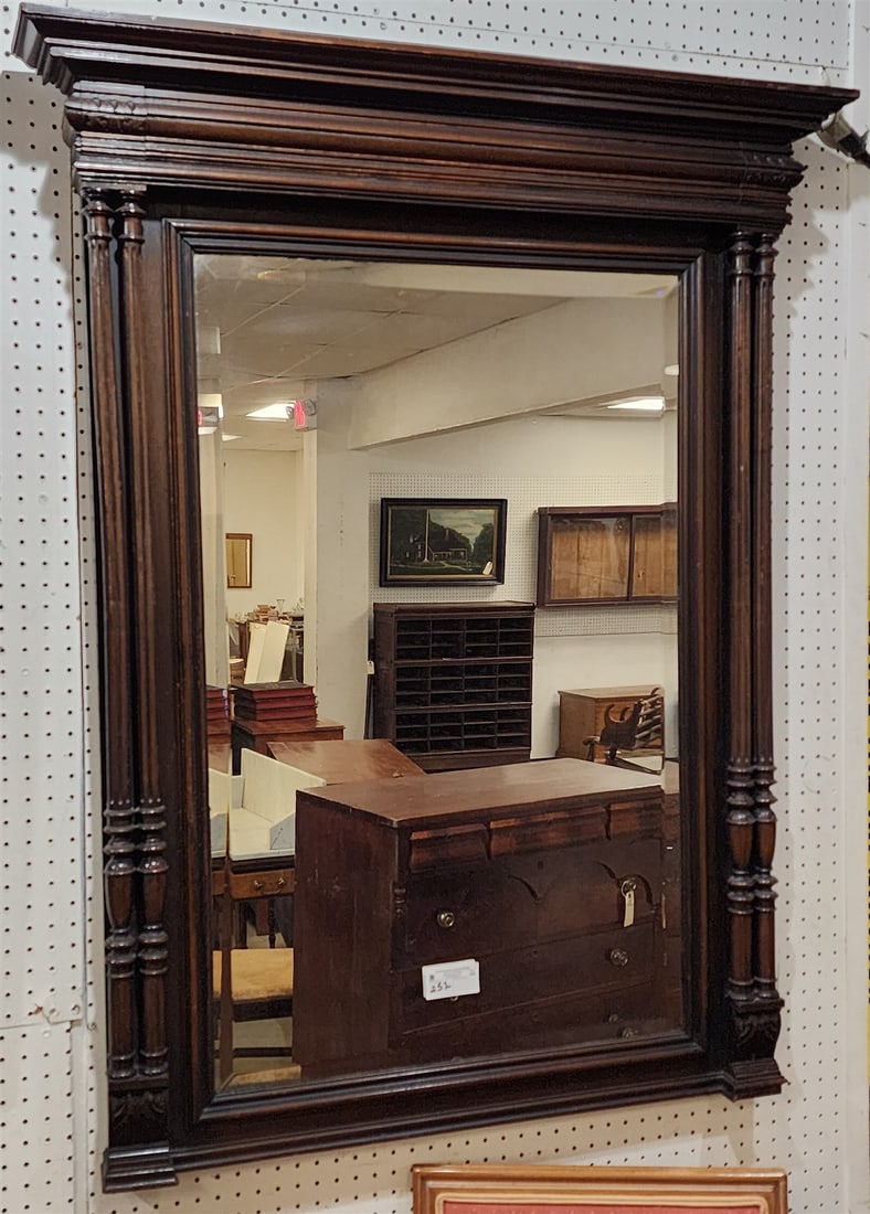 Mahog Framed Bevelled Mirror 51 1/2"H X 41"W: Mahog Framed Bevelled Mirror 51 1/2"H X 41"W