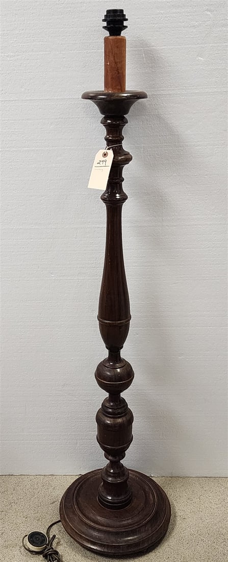 Mahog Turned Wood Floor Lamp 56" (1 of 3)