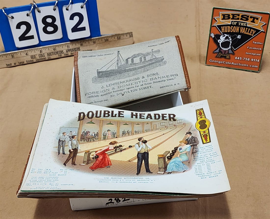 Lot 37 Cigar Bx Labels 6" X 8 !/2" + Many Cigar Bands (1 of 3)