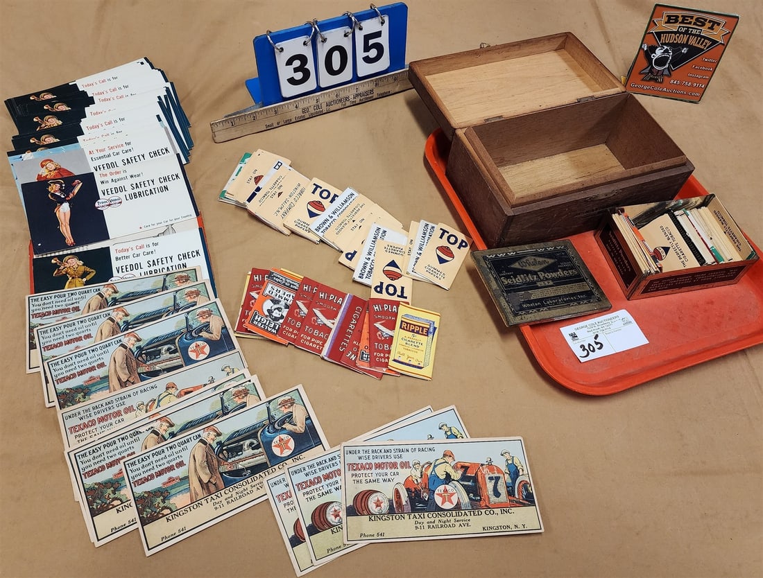 Bx 50+ 20-40's Auto Advert Ink Blot Pods- Texaco, Tydol Veedol + Tin OfCigarette Rolling Papers (1 of 7)