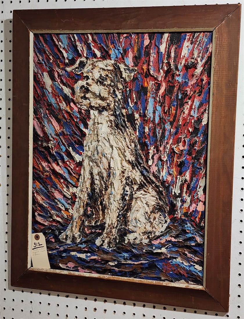 Framed Multi Media/Pencil Of A Dog Sgnd O'Brian 24" X 18" (1 of 2)