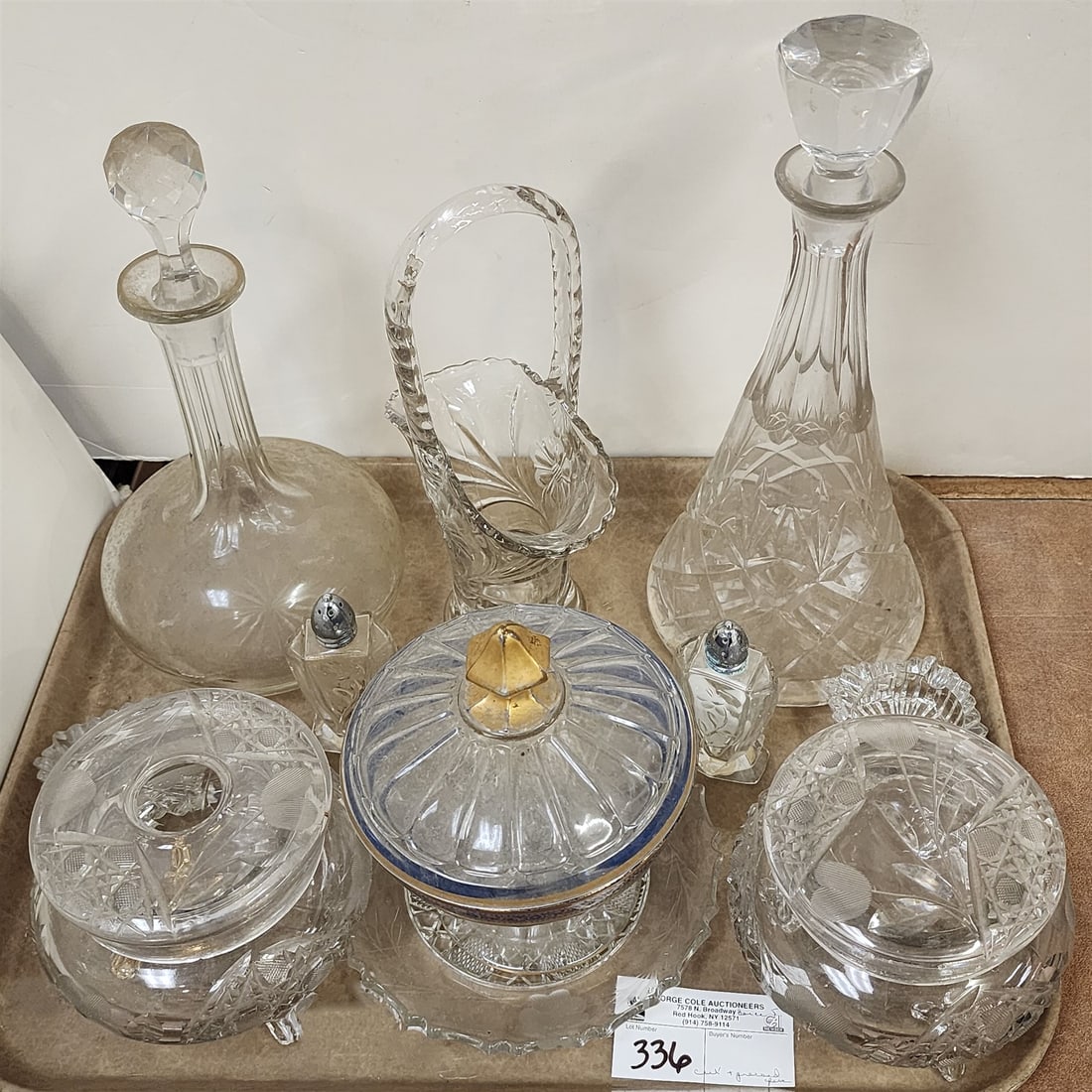 Tray Cut Glass- Dresser Bx + Hair Receiver, Decanters, Some Pressed Glass Etc (1 of 1)