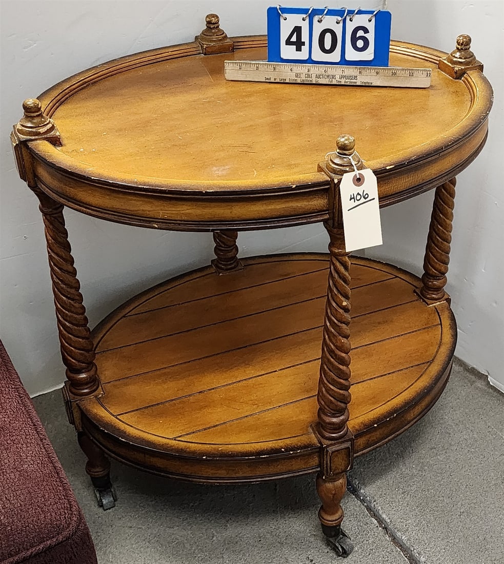 2 Tier Oval Stand 29"H X 27"W X 21"D: 2 Tier Oval Stand 29"H X 27"W X 21"D