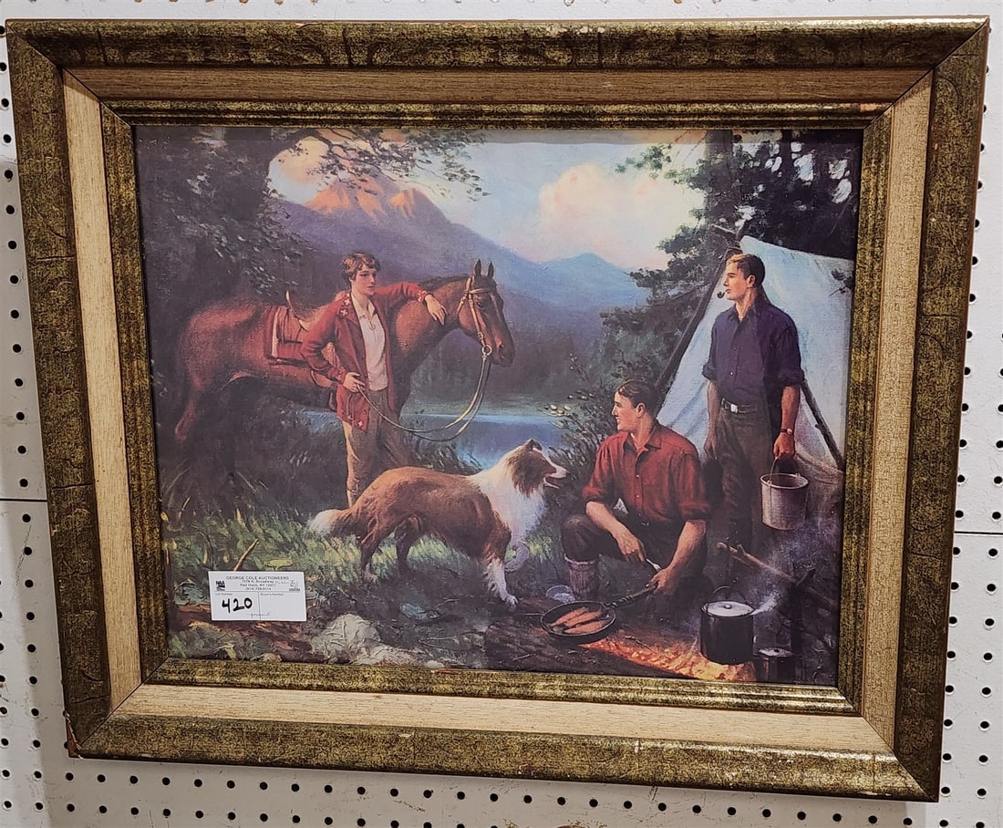 Framed Print Camping "3's A Crowd" 15 1/2"X 19 1/2": Framed Print Camping "3's A Crowd" 15 1/2"X 19 1/2"