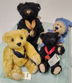 Tub 3 Steiff Bears- Titanic 9 1/2", 2010 11" + 2014 12" + Hermann Teddy 10"