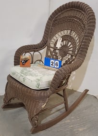 Heywood Wakefield Fancy Wicker Rocker 40"H X 27 1/2'W X 19"D