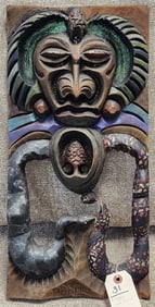 Outsider Art Wooden Carving Sgnd Palito- Writing On Back 20" X 10"