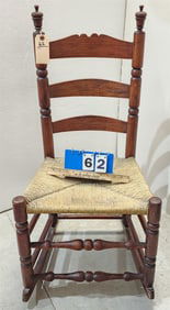 19th C Rush Seat Ladder Back Rocker