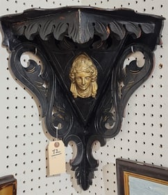 Vict Ebonized + Gilt Corner Shelf 18 1/2"H X 16"W
