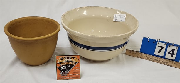 Roseville Mixing Bowl 7"H X 14" Diam + Bennington Bowl 6 3/4"h x 9" Diam