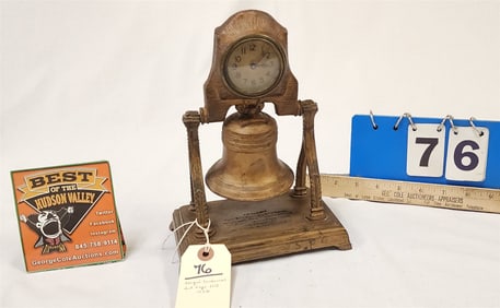 Metal Souvenir Liberty Bell Bank Desk Clock- For The Sesqui Centennial International Expo Phil 1926