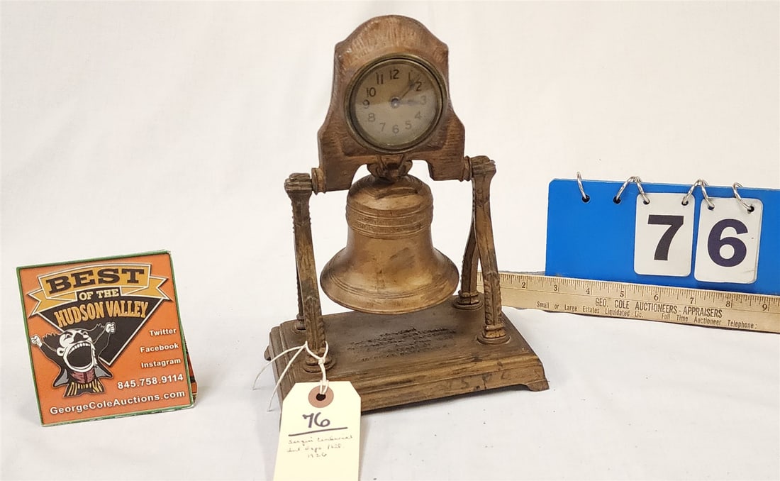 Metal Souvenir Liberty Bell Bank Desk Clock- For The Sesqui Centennial International Expo Phil 1926 (1 of 3)