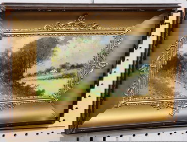 Shadowbox Framed Pastel Landscape (Missing Glass) 5" X 9" W/ Frame 9" X 13"