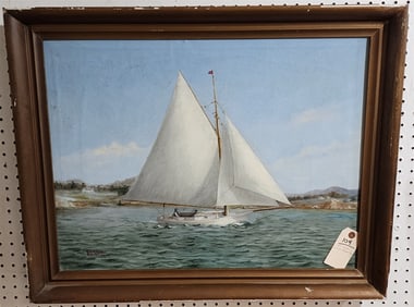 Framed O/C Sailboat Sgnd Will G. Bunker '99 20" X 26"