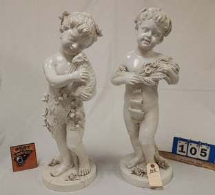 Pr Italian Ceramic Statues Sgnd Zortea Massano (Bases Repaired) 26"