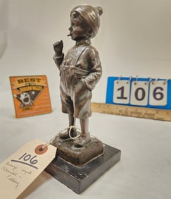 Bronze Of Boy Smoking Sgnd Schmidt-Felling 8"