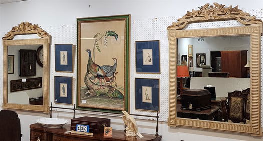 Pr Carved Wood Framed Mirrors 53" X 39"