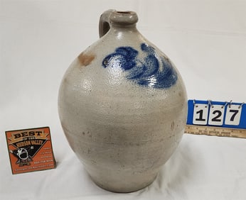 Ovoid Blue Dec Stoneware Jug