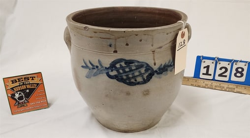 Blue Dec Stoneware Crock W/ Pineapple Design