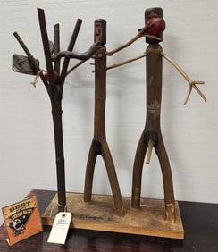 Folk Art Group Adam And Eve Sgnd C. Cooper '91 22 1/2"H X 16"W X 6"D