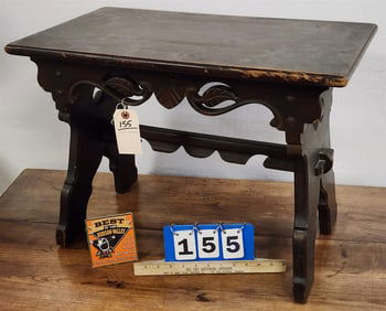 Arts + Crafts Carved Bench 18"H X 24 1/2"WX 14"D