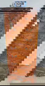 Fr Style Mahog + Burl Walnut 7 Drawer Chest W/ Ormolu Mounts 51"H X 22"W X 16"D