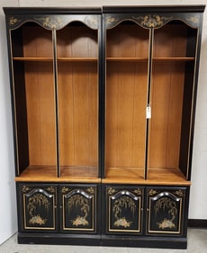 Pr Ethan Allen Maple + Ptd 2 Door Cabinets- No Shelves 6'8"H X 30"W Each & one litho