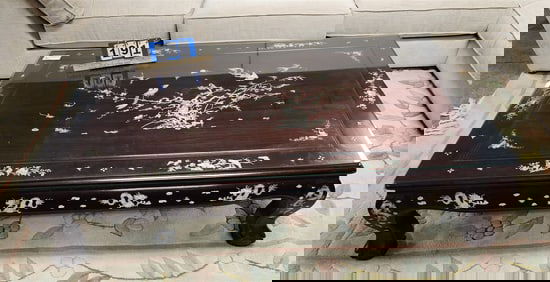 Asian MOP Inlaid Coffee Table 14 1/2"H X 58 1/2"L X 35"D