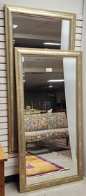 Pr Silver Gilt Framed Bevelled Mirrors 5'6" X 34"