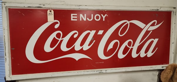 Vintage Metal Coca Cola Sign 24"H X 5'