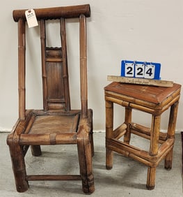 Child's Bambo Chair 32"H X 15"W X 10 1/2"D + Table 19 1/2"H X 11"W X 9"D