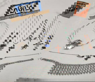 Lot Sterl Necklaces W/ Turq, Amber, Lapis 7.02 Ozt