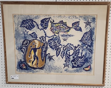 Framed Litho Abstract Pencil Sgnd 56/140 20 1/2" X 27 1/2"