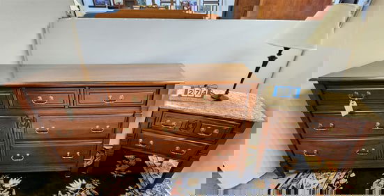 Harden 3 Pc Cherry Bed Set- King Poster Bed, 6'10"H X81 1/2"W, 7 Drawer Chest 36"H X 62"W X 20"D,