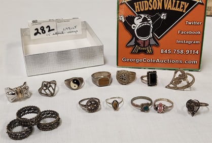 Lot 15 Sterl Rings 1.93 Ozt