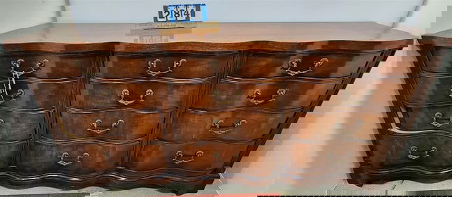 Mahog 12 Drawer Chest 33"H X 6'L X 20"D