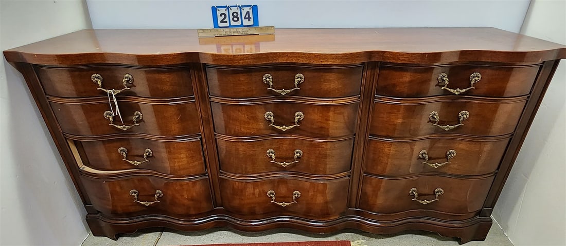 Mahog 12 Drawer Chest 33"H X 6'L X 20"D: Mahog 12 Drawer Chest 33"H X 6'L X 20"D