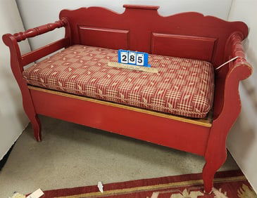 Red Lift Seat Bench 34 1/2"H X 4'1"W X 22"D